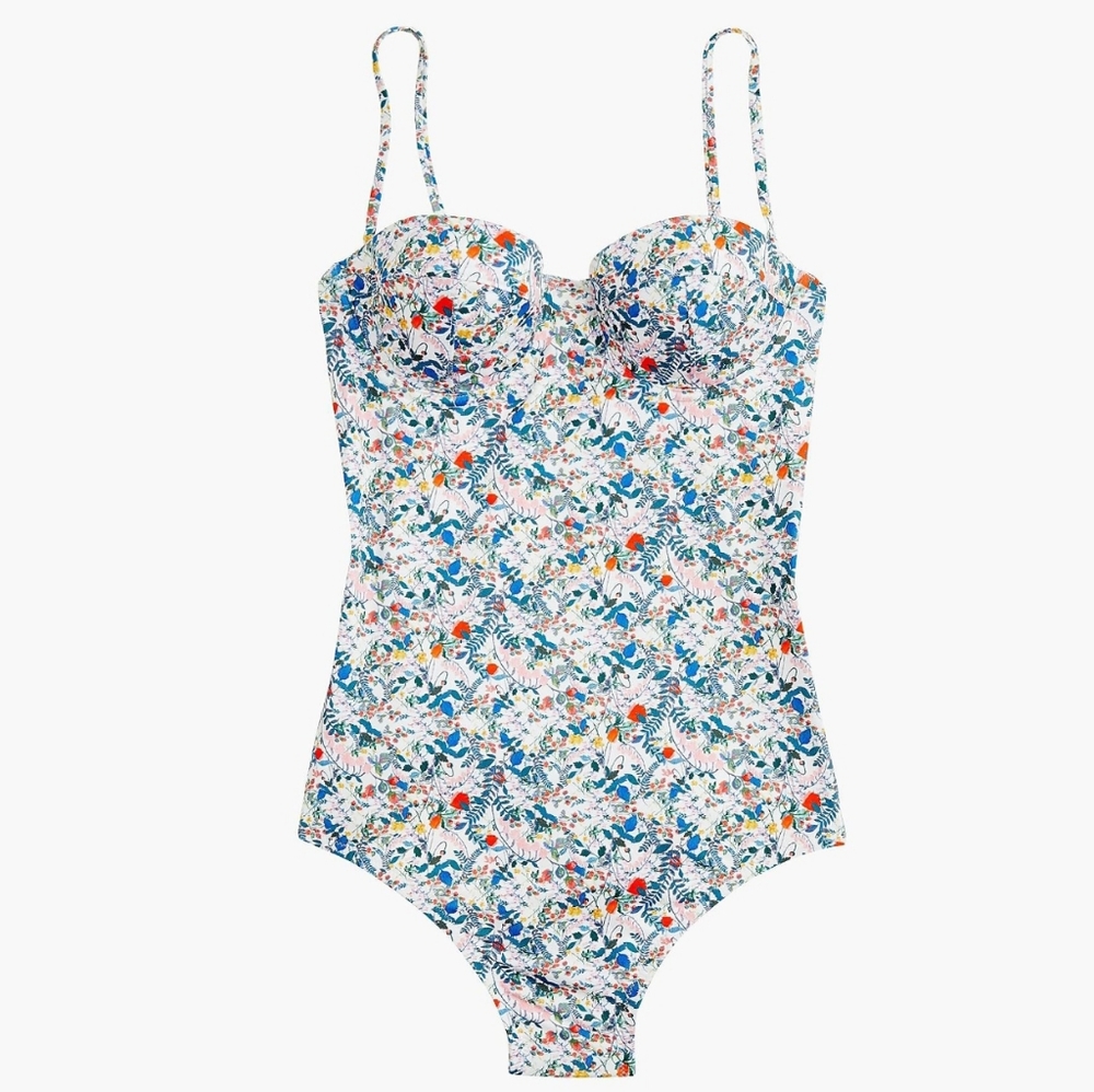 NWT J.Crew Floral One Piece with underwire size 0